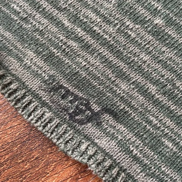 Blue Fish hand painted cotton linen blend green roll neck sweater One Size EUC
